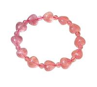 Bracelet Femme Pierre Naturelle, Bracelets En Pierre De Quartz Fraise Naturelle Bracelet En Pierres Précieuses En Forme De Coeur Bracelet En Cristal De Guérison Chakra Bracelet De Yoga Bracelet Bi
