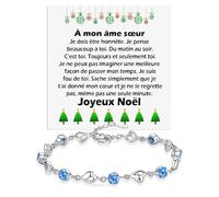 Bracelet Femme pour Noël Argent Sterling 925 avec Pierres de Zirconium pierres bleues Cadeau pour elle Finition en Argent, noël Âme Sœur Coffret avec DÉDICACE incluse (Bracelet Âme Sœur Noël)