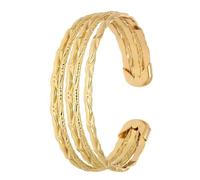 Bracelet - Femme - Rigide - Ovale - Ajustable - 5 Joncs - Ciselés - Plaqué Or Jaune 750/1000 - 3 Microns - 60 x 50 mm