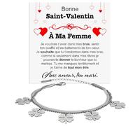 Bracelet Femme Saint-Valentin pour Épouse ou Fiancée Acier Inoxydable Cadeau pour Elle Finition Argent - Coffret avec DÉDICACE inclus (Bracelet Femme Saint-Valentin 1)