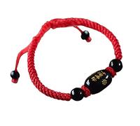 Bracelet Feng Shui - Agate rouge naturelle - Agate noire - Cœur - Sutra Resolve Tai Sui - Bracelet tressé réglable pour couple - Attire la richesse pour éloigner les mauvais esprits, Cristal, Agate