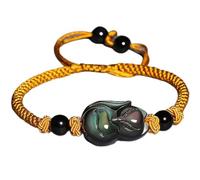 Bracelet Feng Shui - Amulette renard en obsidienne arc-en-ciel pour la prospérité, la guérison et l'énergie positive