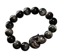Bracelet Feng Shui, bracelet de richesse Feng Shui, dieu renard, obsidienne arc-en-ciel, talisman, breloque renard porte-bonheur, bracelet en cristal perlé, amulette chakra for l'amour, l'attraction,