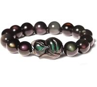 Bracelet Feng Shui Bracelet De Richesse Feng Shui Renard Dieu Arc-en-Ciel Obsidienne Bracelet Talisman Renard Porte-Bonheur Bracelet en Cristal Perlé Chakra Amulette pour L’Amour A, 14mm