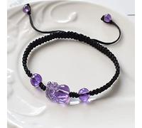 Bracelet Feng Shui Bracelet en Améthyste Pixiu Amulette de la Chance Bracelet Réglable Tissé à la Main Bracelet Chakra Pi Yao Attirer Argent de Richesse pour Hommes Femmes, Corde Rouge (Color : Bl