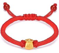 Bracelet Feng Shui, bracelets porte-bonheur, bracelet à cordes rouges, sac d'argent doré, bracelet porte-bonheur for femmes, enfants, bonne chance, fait à la main, bracelet bouddhiste, bracelet en cor