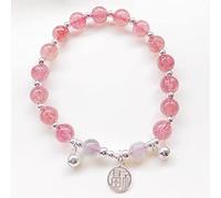 Bracelet Feng Shui Cristal de fraise naturelle Amulette porte-bonheur Bracelet en quartz Bonne chance pour les femmes Amour Bracelets de richesse Esprits mauvais talisman pour la prospérité Argent Jo