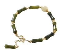 Bracelet Feng Shui en bambou et jade de Héti pour la chance et la prospérité - Bijoux réglables en pierres naturelles pour homme et femme, One Size, Pierre, Pas de pierre précieuse