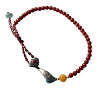 Bracelet Feng Shui en cristal d'agate rouge avec breloque Ruyi en argent pur - Amulette réglable en pierre précieuse naturelle pour femme - Cadeau porte-bonheur et richesse
