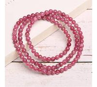 Bracelet Feng Shui en cristal naturel tourmaline rose porte-bonheur bracelet rose bracelet perles multi-tours bijoux de vacances amulette attirer l'argent prospérité chance, 4,5 mm (taille : 5 mm)