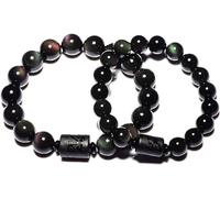 Bracelet Feng Shui en obsidienne noire, bracelet de couple vintage noir, dragon, phénix, gardien, perles de transfert, œil arc-en-ciel naturel, perles de transfert en obsidienne noire, cristal for élo