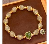 Bracelet Feng Shui Hetian Jade Beads Bracelet Multicolore Lucky Charm Bracelet élastique naturel Jade Bracelet Amour Amulette Propice Propice de Propice Cadeau d'anniversaire pour femmes (Couleur