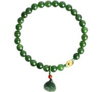 Bracelet Feng Shui Natural Hetian Jade Jasper Bracelet Chinese Ancient Coin Yuanbao Lotus Pendant for Women Lucky Fortune Quartz Bracelet Talisman Prosperity Money Luck Luxury Vac