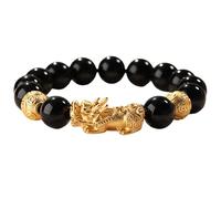 Bracelet Feng Shui Pixiu en obsidienne noire pour homme et femme, bracelet Feng Shui pour la chance et la richesse, 8mm, Pierre, Obsidienne