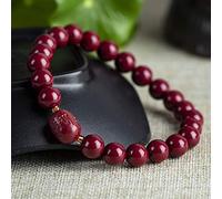 Bracelet Feng Shui pour prospérité et richesse - Cinabre naturel sculpté - 6 caractères - Perles de transfert - Bracelet extensible - Amulette - Attire la richesse - 6 mm, 8 mm, A