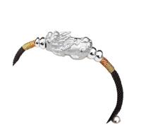 Bracelet Feng Shui pour protection en argent sterling plaqué or Pixiu Pi Yao - Réglable - Attire la richesse et la chance - Pour éviter les mauvais esprits, noir b