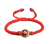 Bracelet Feng Shui Richesse - Cinabre Cristal Pierre Réglable Bracelet Cordon Rouge avec Breloque Animal Zodiaque Chinois Amulette Bonne Chance pour la Prospérité et la Fortune, One Size, Pierre, Pas