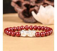 Bracelet Feng Shui Richesse Pixiu Bracelet Naturel Vermillon Violet Pur Argent Pixiu/Piyao Amulette Prospérité Cœur Brut Attract Chanceux Money Bracelet Cadeau pour Femmes/Hommes