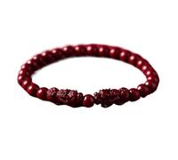 Bracelet Feng Shui Rouge, Bracelet Double en pierre de cristal de cinabre naturel, Bracelet Dragon, amulette de richesse et de bonne chance, Bracelet à Quartz ReikiCrystal ( Color : Cinnabar_6mm )