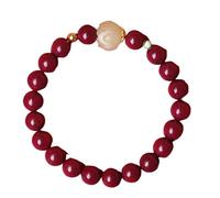 Bracelet Feng Shui Rouge Cinabre Richesse avec Jade Authentique pour Bonne Fortune et Guérison Amulette Réglable Homme Femme, One Size, Pierre, Pas de pierre précieuse