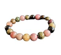 Bracelet Feng Shui - Tourmaline naturelle du Brésil - Perles rondes colorées - Bracelet élastique pour yoga, méditation - Talisman spirituel porte-bonheur pour homme et femme - Argent - Bonne chance