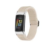 Bracelet Fitbit Charge 5 Bracelet en nylon élastique avec connexion argentée Beige