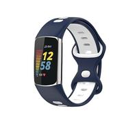 Bracelet Fitbit Charge 6,Fitbit Charge 5 Bracelet de sport en silicone sans trous avec bouton argenté Bleu