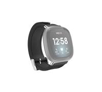 Bracelet Fitbit Versa 3/Sense, bracel. de montre cuir et silic., noir