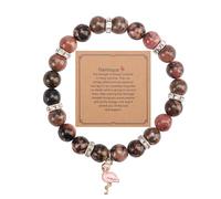 Bracelet Flamant Rose, Bracelets en Perles de Pierre avec Pendentifs Flamant Rose Tendance Bracelet de Bijoux Flamant Rose Cadeau de Bijoux pour Femme (Violet)