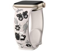 Bracelet floral compatible avec Apple Watch pour femme 40 mm, 38 mm, 41 mm, 42 mm, 44 mm, 45 mm, 46 mm, 49 mm, bracelet de sport en silicone souple gravé pour iWatch Series 10 9 8 7 6 5 4 3 2 1 SE