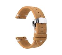 Bracelet For Cuir 18 Mm, 20, 22, Compatible For Les Montres For Seiko, Boucle Papillon, Accessoires Vintage(Light Brown-White,22mm)