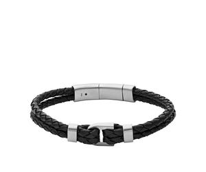 Bracelet - FOSSIL - 240361 - Acier Noir - Cuir Noir - Élégant et Confortable