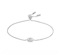 Bracelet - FOSSIL - Bracelet chaîne en argent 925 - Charm circulaire texturé - Blanc - Femme