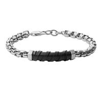 Bracelet - FOSSIL - Bracelet Fossil Acier - Cuir et Acier - Longueur 21-23 cm - Garantie 1 an
