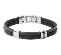 Bracelet - FOSSIL - Bracelet Fossil Leather Essential Black - Cuir tressé - Acier - Noir
