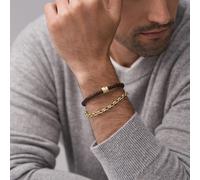 Fossil Bracelet pour homme All Stacked Up en cuir brun, JF04555710, Marron et or