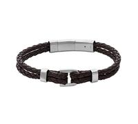 Bracelet - FOSSIL - Heritage D-Link cuir brun - Acier inoxydable - Longueur ajustable
