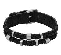 Fossil Bracelet pour hommes Leather Essentials, bracelet en cuir noir, longueur : 256 mm, largeur : 13,7 mm, JF04473040