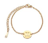 Bracelet Gémeaux 12 Constellations Pour Femme - Cadeaux D'Anniversaire Bracelets Amulette Couleur Or 18K, Bélier Taureau Gémeaux Cancer Lion Signe Du Zodiaque Bijoux Pour Petite Amie, Gémeaux