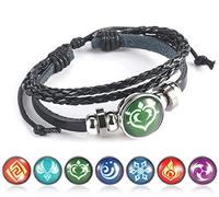 Bracelet Genshin Impact,1 PCS Bracelet Danime Périphériques Genshin Impact avec 7 Remplacement Cosplay Bracelet de Gemme du Temps de l'œil de Dieu de Feu Glace Vent Herbe Roche Tonnerre Eau