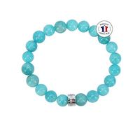 Bracelet Gestion des Émotions en Amazonite du Brésil - Pierres Naturelles - Perle AZ en Acier Inoxydable - Bracelet Extensible - Fait Main - Pierres de 8mm 1517