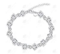 Bracelet Gourmette - HTBE® - Argent 925 - Cristaux Zirconium - 19 cm - Femme/Fille