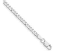 Bracelet gourmette plat en argent sterling 925 plaqué rhodium de 3,15 mm à maillons de 18 cm pour homme et femme
