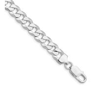 Bracelet gourmette plat en argent sterling 925 plaqué rhodium de 8,5 mm pour femme - Options de longueur : 25, 20, 23, 23 centimeters, Métal Argent Métal Rhodium Argenté, Pas de gemme
