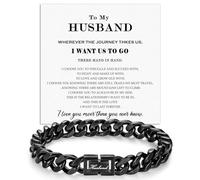 Bracelet gravé pour homme, bracelet à chaîne cubaine noire, bijoux cadeau, bracelets en acier inoxydable pour papa, fils, homme, husand, cadeau d'anniversaire, taille unique, Acier inoxydable, Pas de