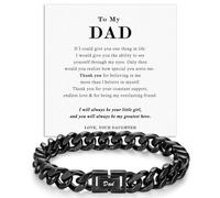 Bracelet gravé pour homme, bracelet à chaîne cubaine noire, bijoux cadeau, bracelets en acier inoxydable pour papa, fils, homme, husand, cadeau d'anniversaire, taille unique, Acier inoxydable, Pas de