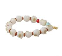 Bracelet griffe de chat vibrant conque - Bijoux en perles avec zircon et émail pour femme - Accessoire de plage d'été réglable 18-22 cm (chat crème glacée)