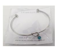 Bracelet - GRIGRIS JEWELS - Aquamarine Mars - Argenté - Breloque 7 mm - Diamètre 6.5 cm