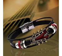 Bracelet guitare rétro avec fermoir en acier inoxydable pour amateurs de musique - Accessoire pour homme et femme - Grandes boucles d'oreilles, taille unique, Zinc, Pas de gemme