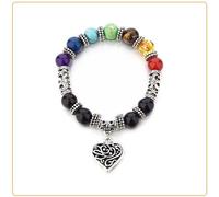 Bracelet - Harmonisation des 7 Chakras - Agate - Multicolore - Mixte - 1 Amulette Cœur